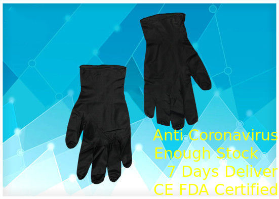 Colore nero statico su misura dei guanti di gomma medici di dimensione anti comodo fornitore